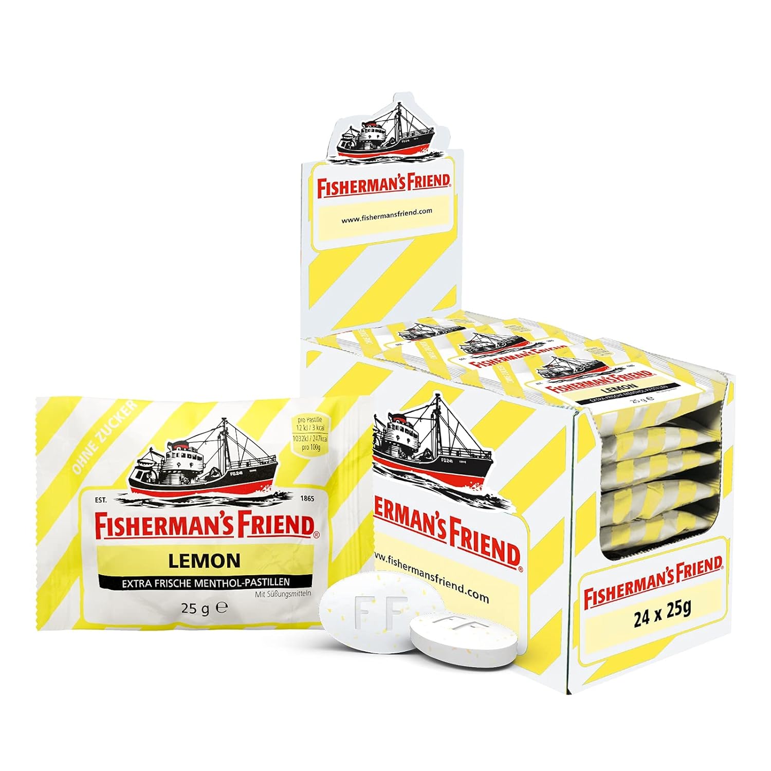 Fisherman's Friend Store Fishermans Friend Multi Buy 25 g Lemon Sugar Free Sore Throat Medication - Pack of 24 600g