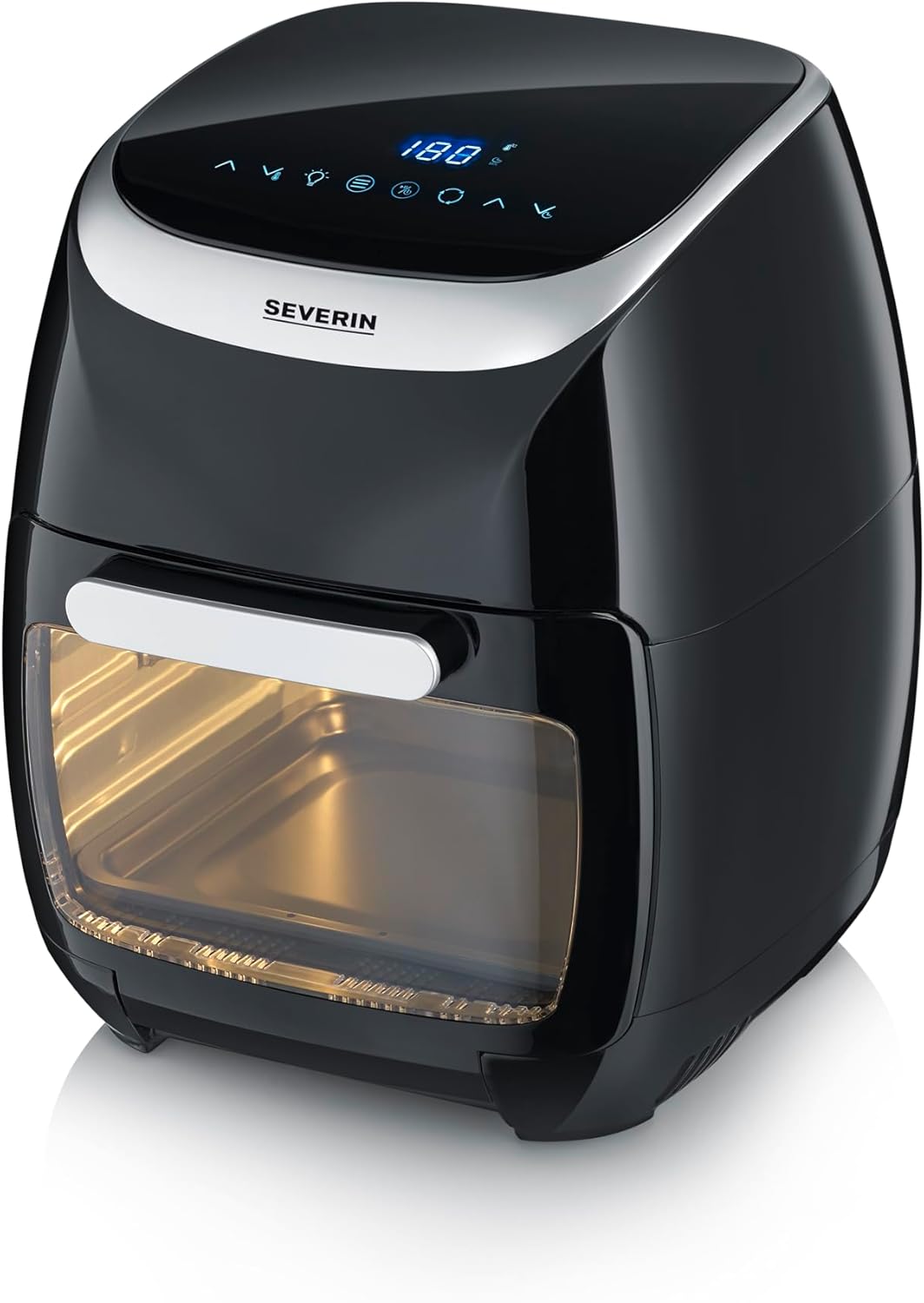 SEVERIN Multi Hot Air Fryer with 11 Liter Capacity, Hot Air Fryer with Extensive Accessories, Fryer without Grease with 8 Automatic Programs, 2000 W, Black/Silver, FR 2446