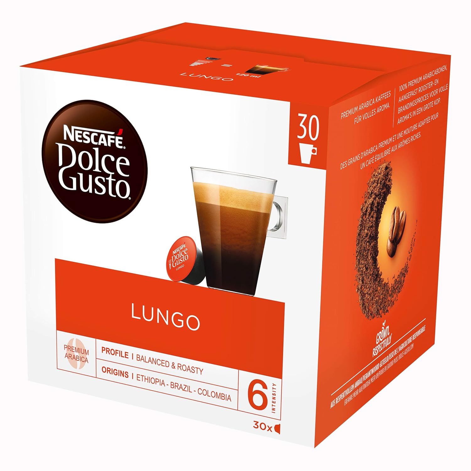 Nescafé Dolce Gusto 30 Box Caffè Lungo, Coffee, Cafe, Coffee Capsule, 30 Capsules