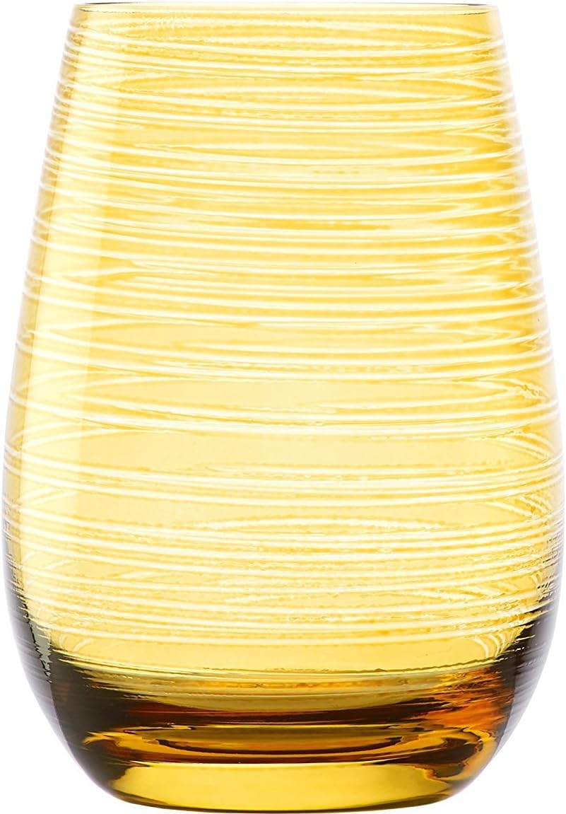Stölzle Lausitz Store Stölzle Lausitz Twister Amber Water Glasses, Set of 6, 465 ml, All-Round Glasses for Water, Juice & Cocktails, High-Quality Drinking Glasses Made of Lead-Free Crystal Glass, Dishwasher Safe & Shockproof