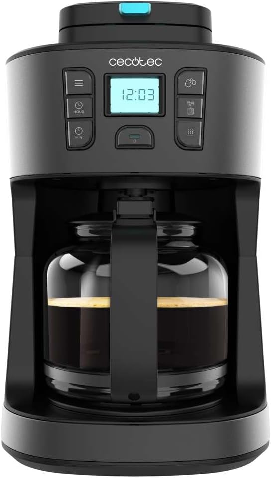 Cecotec Tropfkaffeemaschine Coffee 66 Grind & Drop. 1086 W, Klingenmühle, bis zu 12 Tassen, Extremearoma-Technologie, Digitale Tropfkaffeemaschine, aus Edelstahl, mit automatischer Abschaltung