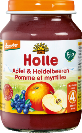 Holle baby food Fruits Apple & blueberries after the 4th month, demeter, 190 g