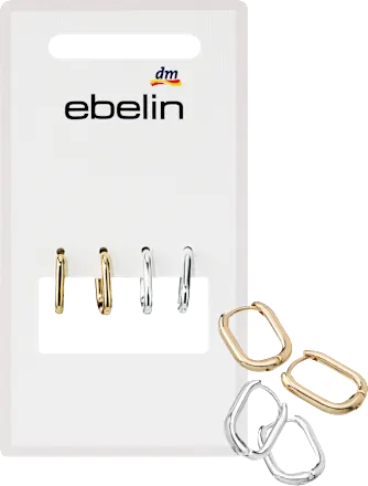 ebelin Hoop earrings, gold and silver look, 4 pieces