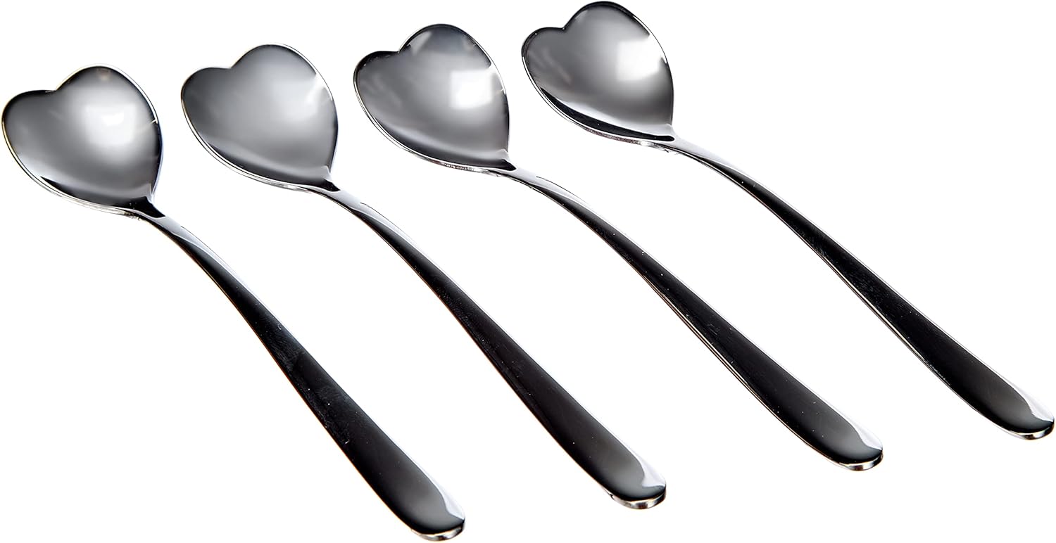 Alessi Big Love AMMI08/7 - Set of Four Coffee Shaped Designer Coffee Teaspoons, 18/10 Stainless Steel, Steel