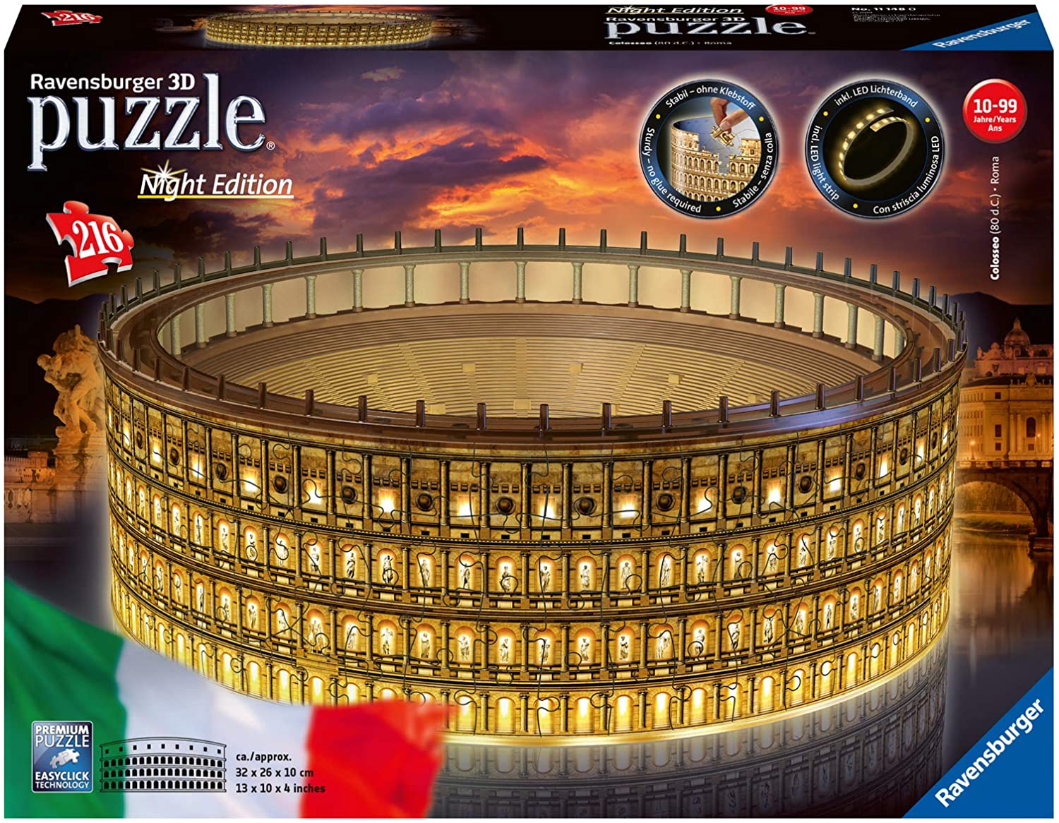 Ravensburger 4005556111480 3D 216 Pièces Colisée Illuminé Puzzle