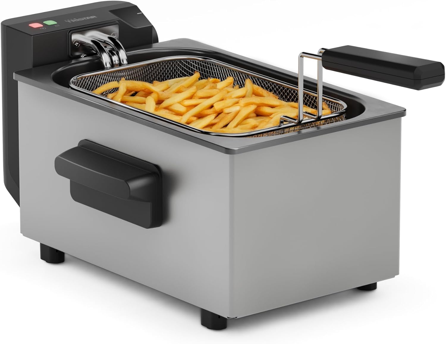 Tristar FR-9326 Stainless Steel Deep Fryer, 3L Capacity, Temperature Control up to 190°C, Cold Zone, Dishwasher-Safe Parts, Cool Touch Housing, Easy to Clean,
