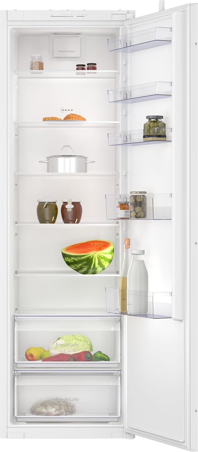NEFF KI1811SE0, N 30, FreshSafe, Built-In Refrigerator, 177.5 x 56 cm, Total Net Capacity: 310, 39 dB, Drag Hinge, Fridge Capacity: 310 Capacity, 7 Shelves, 5 of which are Height-Adjustable