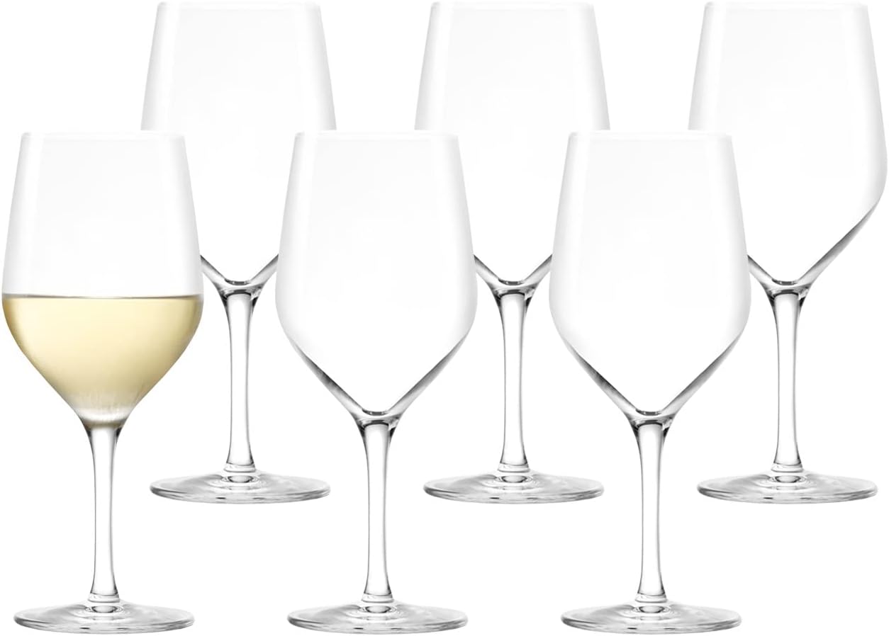 STÖLZLE LAUSITZ White Wine Glasses Ultra 305 ml I White Wine Glasses Set of 6 I Wine Glasses with Short Handle I Dishwasher Safe I Highest Quality Transparent