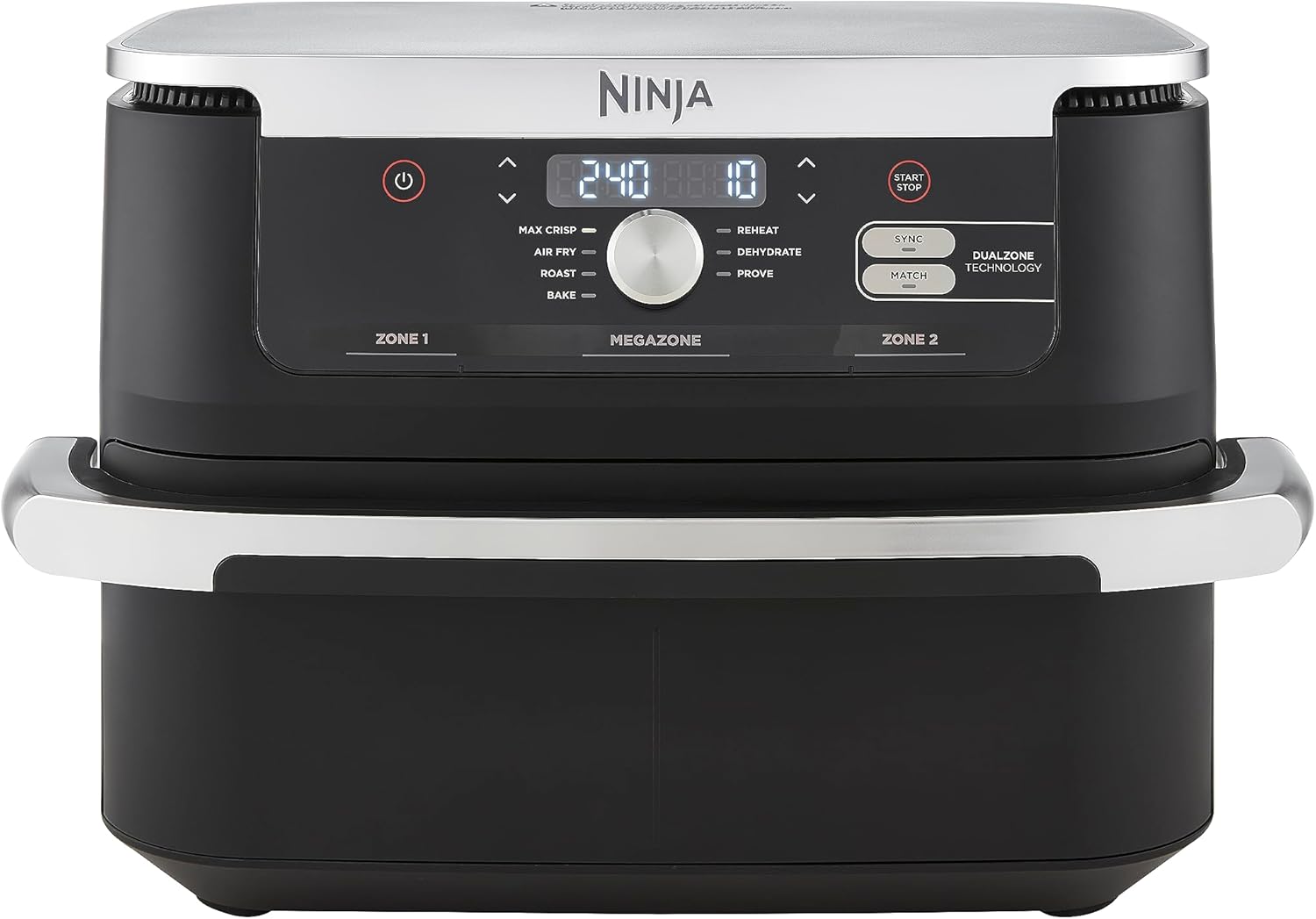 Ninja Foodi FlexDrawer Dual Zone Hot Air Fryer, Air Fryer with 10.4 Compartments and Removable Divider, Non-Stick Coating, Dishwasher Safe Basket, 7-in-1, Black AF500EU
