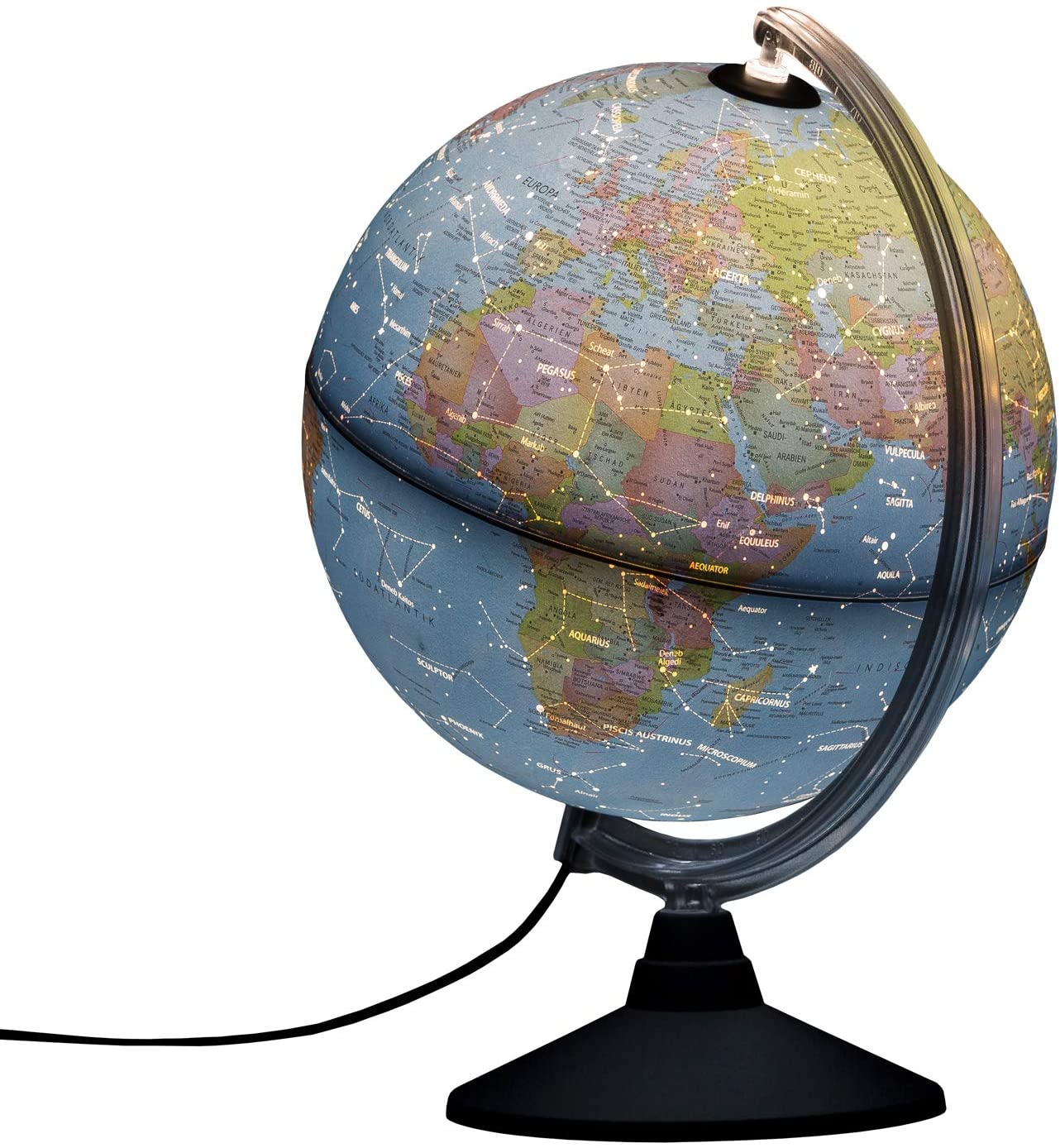 Idena 10411 Illuminated Globe With Political Map And Constellations, Approx
