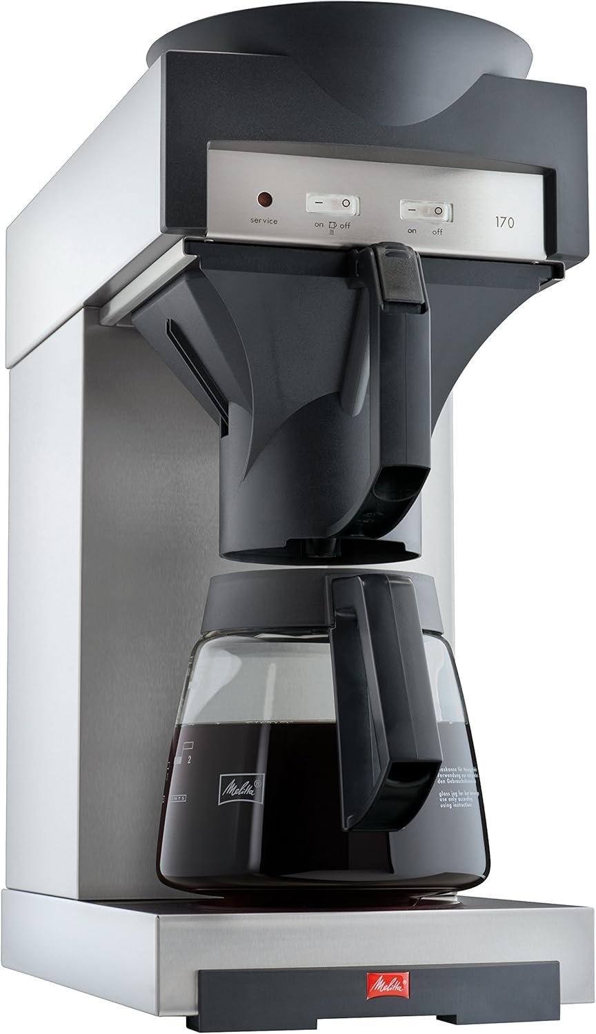 Melitta Filter Coffee Maker with Glass Jug 1.8 L Warming Plate 17M Stainless Steel Black