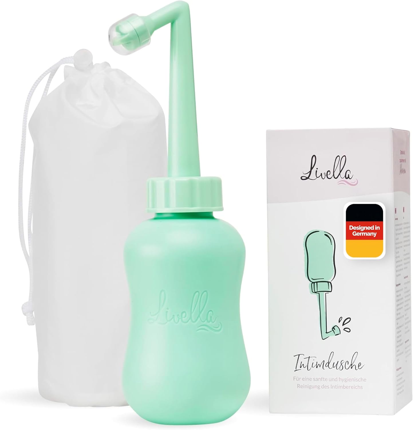 Livella Store Livella Intimate Shower in Mint (400 ml) - Developed in Germany - For Gentle and Hygienic Cleaning of the Intimate Area