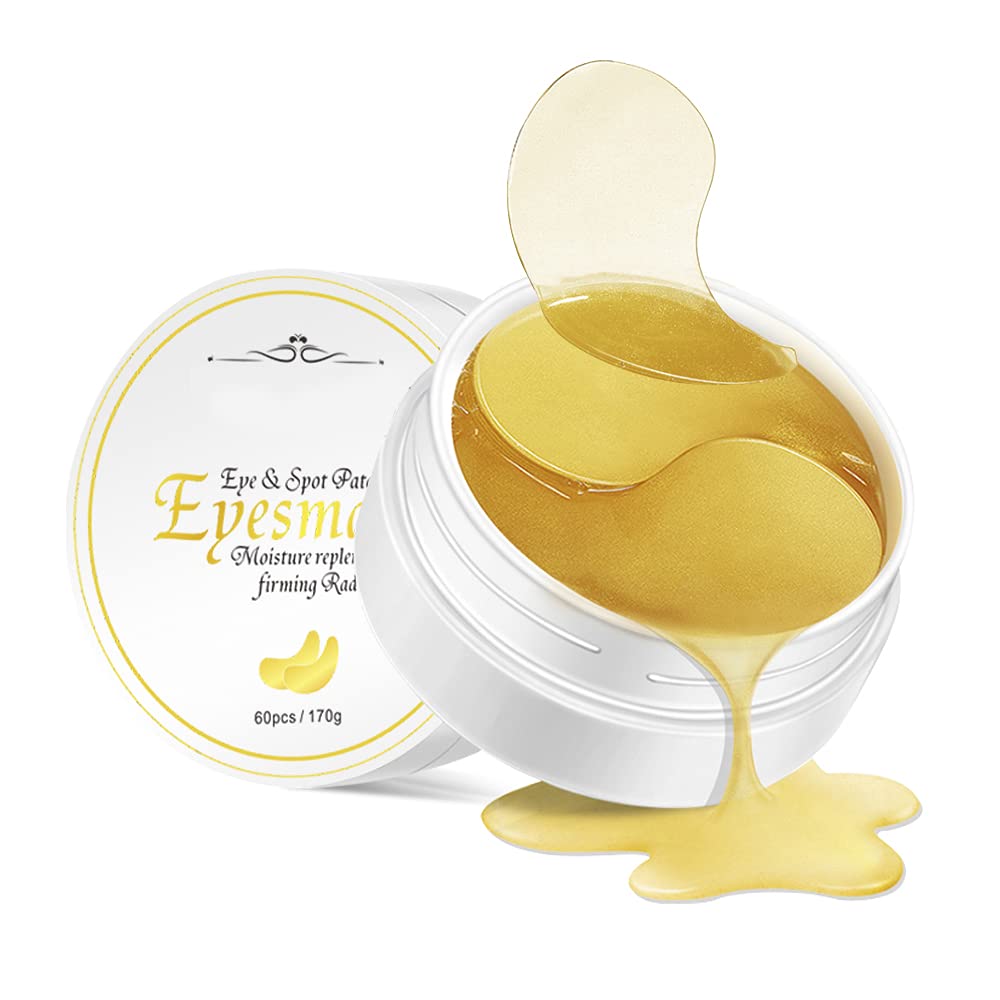tioueo 24k Gold Eye Pads (60pcs) Anti-Aging Anti-Wrinkle Eye Patches, Eye Gel Pads Or Puffy, Dark Circles, Moisturising, Remove Tear Bags