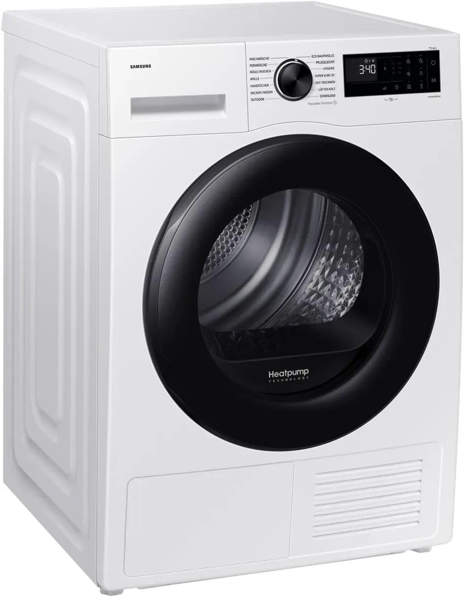 Samsung DV5000D Heat Pump Dryer, 9 kg, Energy Efficiency Class A+++, AI Tumble Dryer with WiFi SmartThings App, Hygiene Program, Air Refresh, Wrinkle Protection, DV90DG52A0AEEG