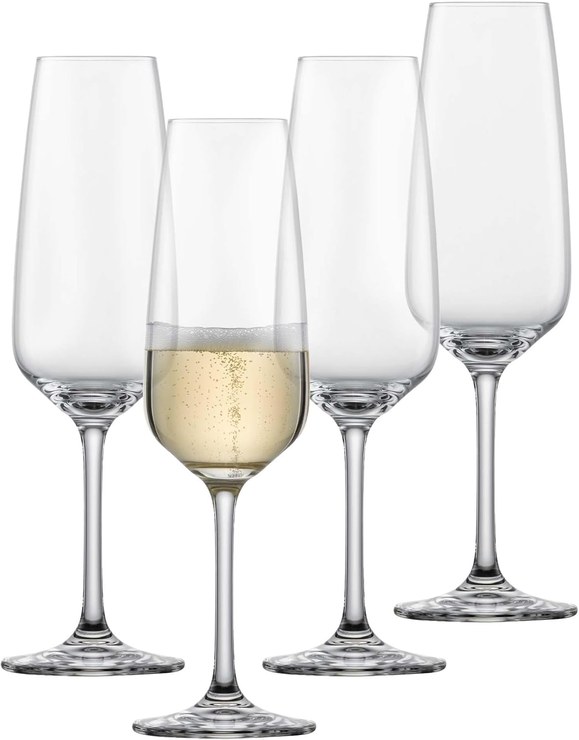 SCHOTT ZWIESEL Tulip Champagne Glasses (Set of 4), Timeless Champagne Glasses with Moussing Point, Dishwasher Safe Tritan Crystal Glasses, Made in Germany (Item No. 123610)