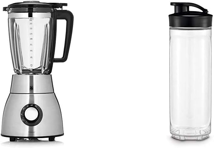 WMF Kult Pro Stand Mixer (1,400 watts, 25,000 rpm, Glass Container 1.8 L, Smoothie, Ice Crush and Interval Function) & Kult X Mix & Go/Küchenminis Drinking Bottle 600 ml, Smoothie Bottle, Mixing