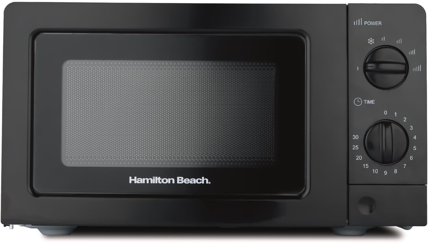 Hamilton Beach Store Hamilton Beach HB70T20B Microwave Oven 20L 700W Standard Manual Control 6 Power Levels Quick Defrost 30 Minute Timer Compact Design for Small Kitchens Black