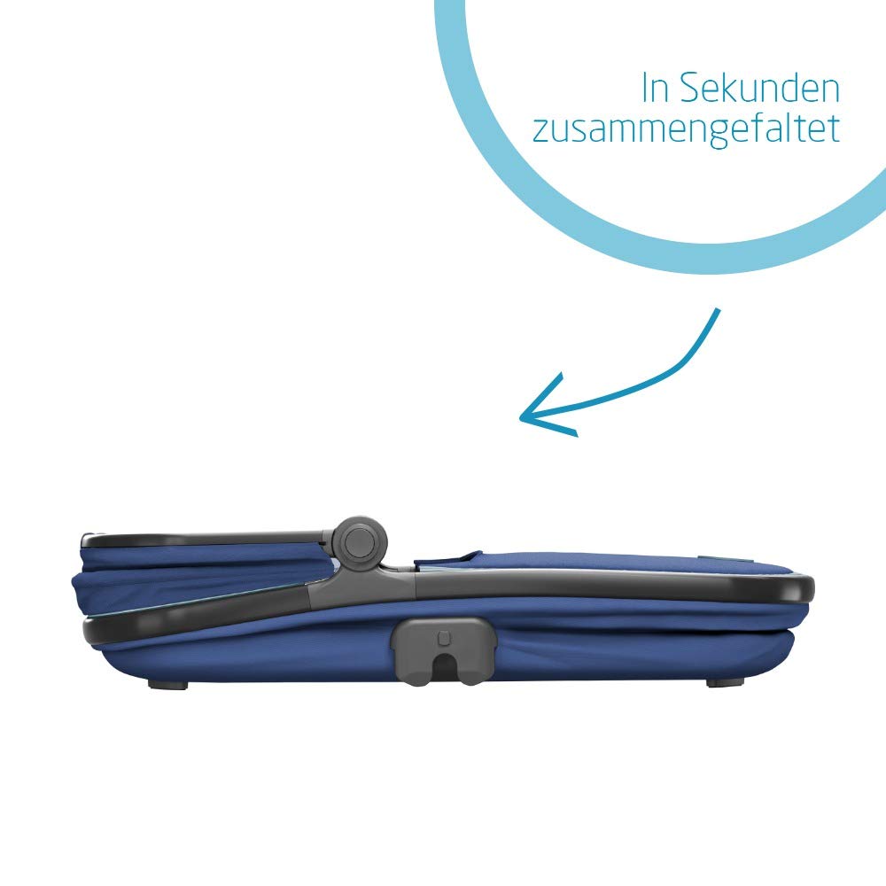 Maxi-Cosi Oria Carrycot Large Comfortable and Lightweight Pram Attachment Suitable for Maxi-Cosi Pushchairs, Use from Birth - 6 Months (Approx 0-9kg) - Essential Blue