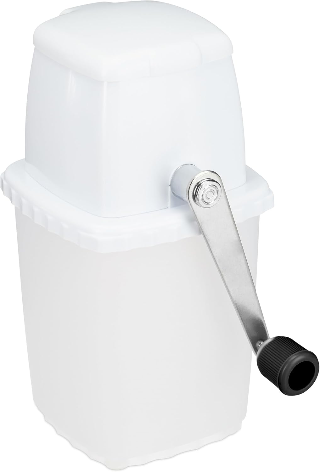 Relaxdays Ice Crusher, Manual Ice Grinder with Hand Crank, Bar Accessories, Crushed Ice for Cocktails, Long Drinks, White/Black