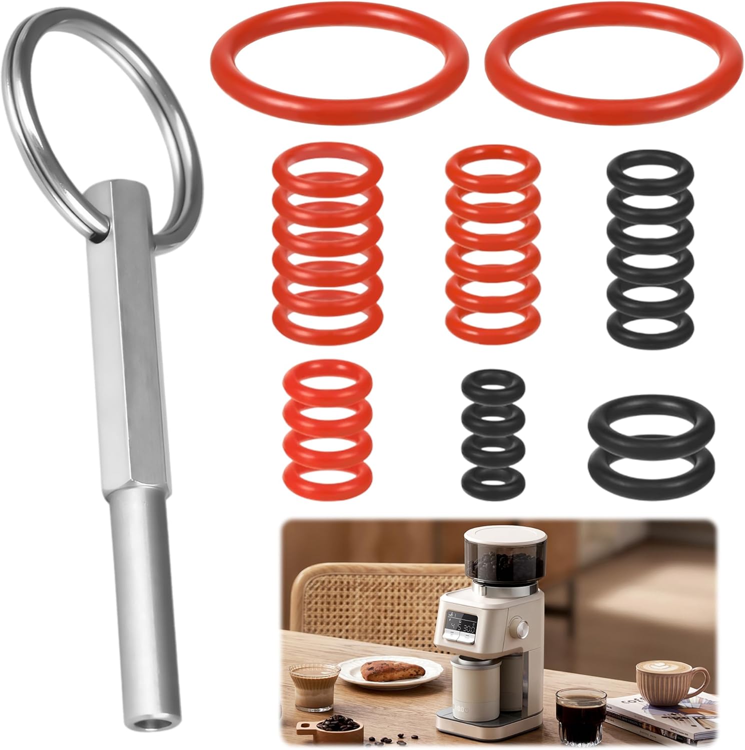 WUISOLQP Seal O-rings with oval head wrench for Philips Saeco, 31 pieces sealing rings, brewing group for support valve, steam valve, outlet valve, fully automatic coffee machine, spare parts