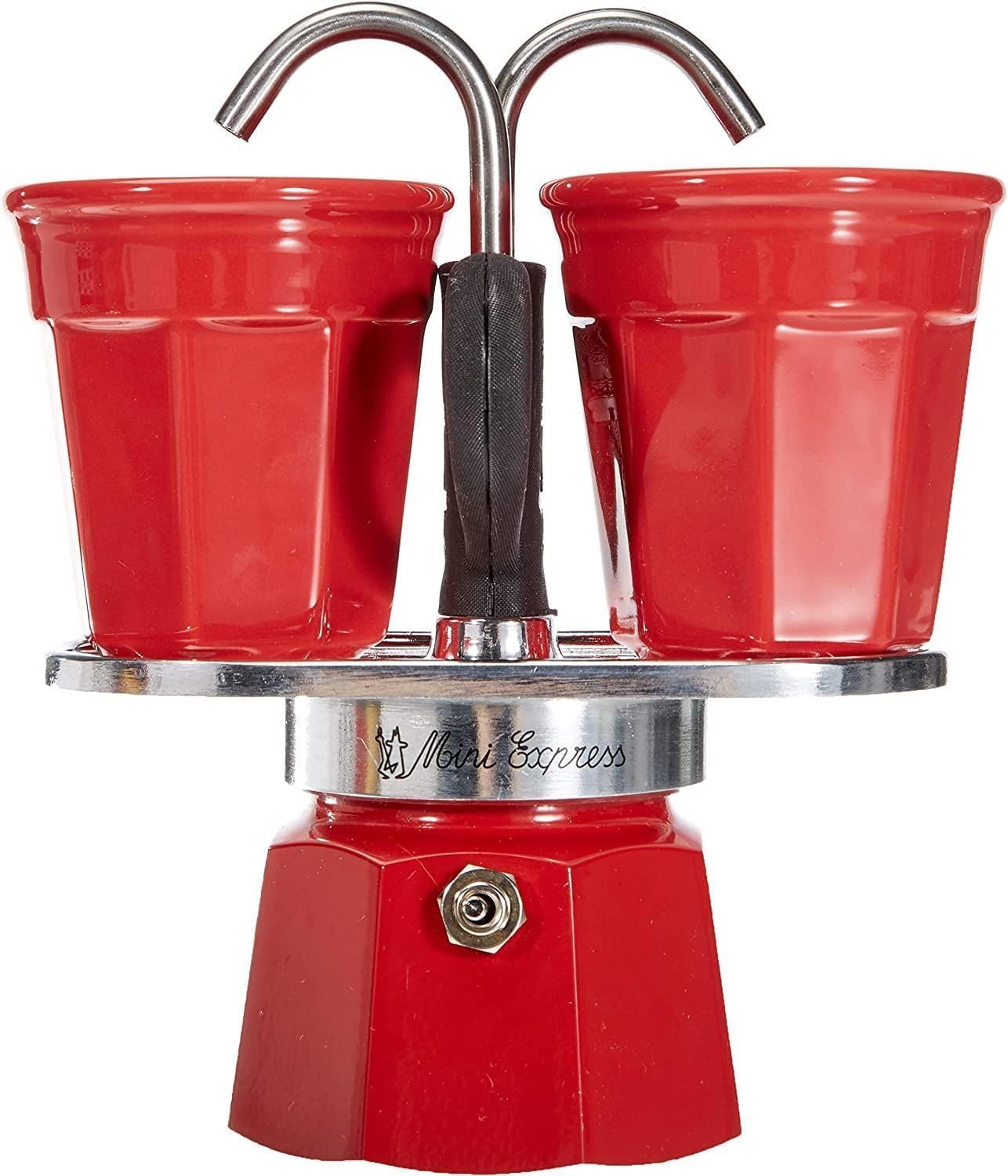 Bialetti - Mini Express Kandisky: Moka Set includes coffee maker for 2 cups (90ml) + 2 espresso cups, red, aluminum
