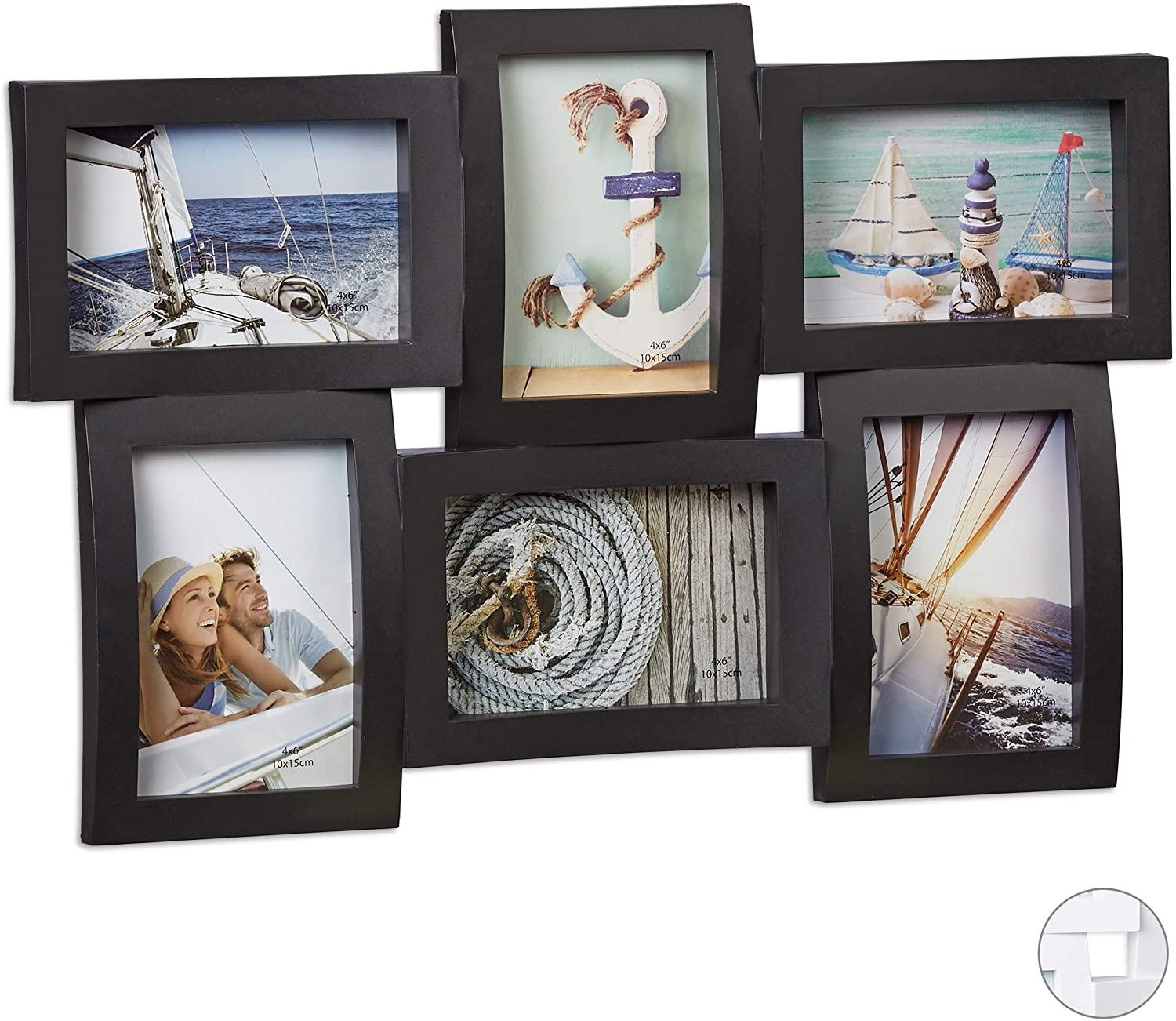 Relaxdays Multi Photo Frame Collage for 6 Pictures 3D Effect Hanging Photo Frame Various Colours