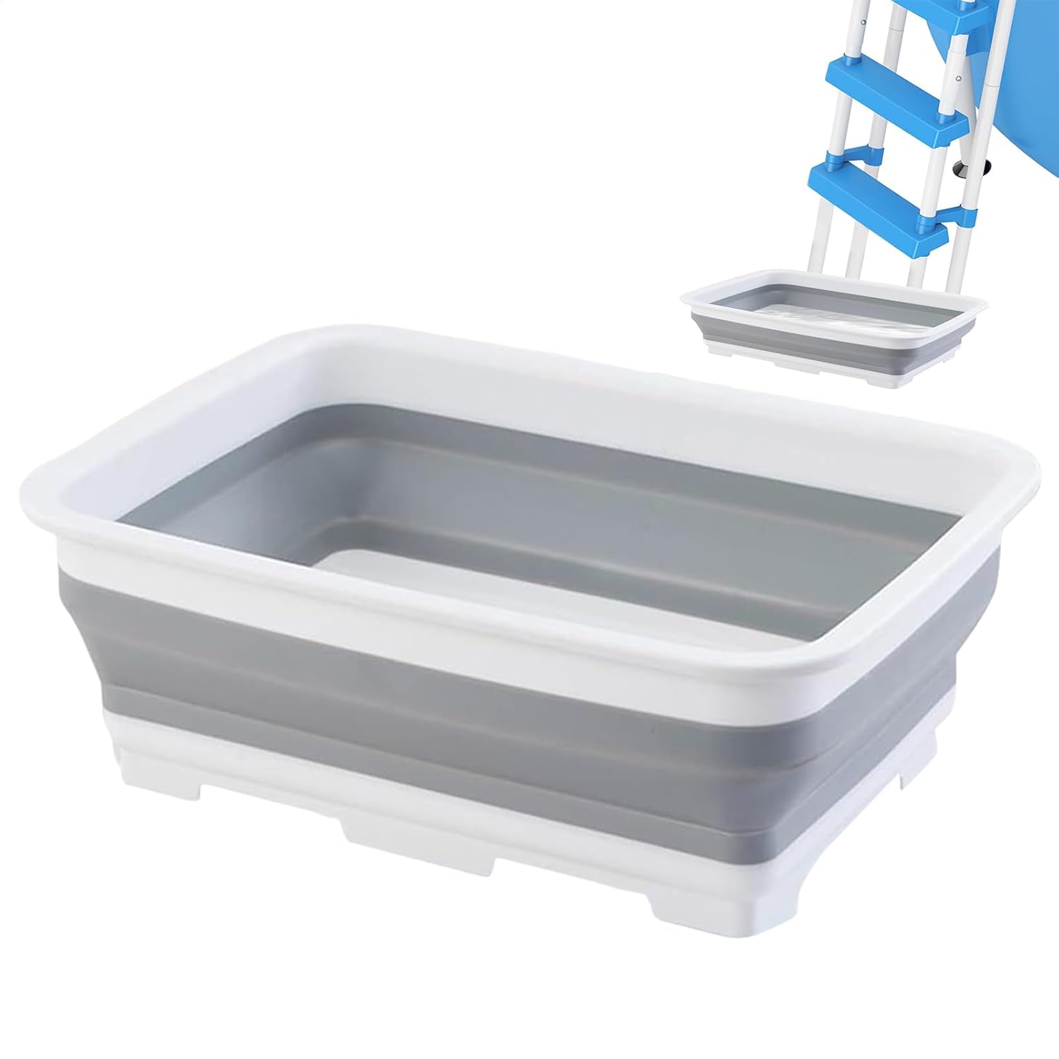 YRTUOP Pool Foot Bath, Foldable Swimming Pool Foot Pool, Pool Ladder Foot Bath, Pool Foot Tub, Foot Cleaning Pool, Pool Accessories, for Swimming Pools, Foot Cleaning, 37 x 27 x 11.8 cm