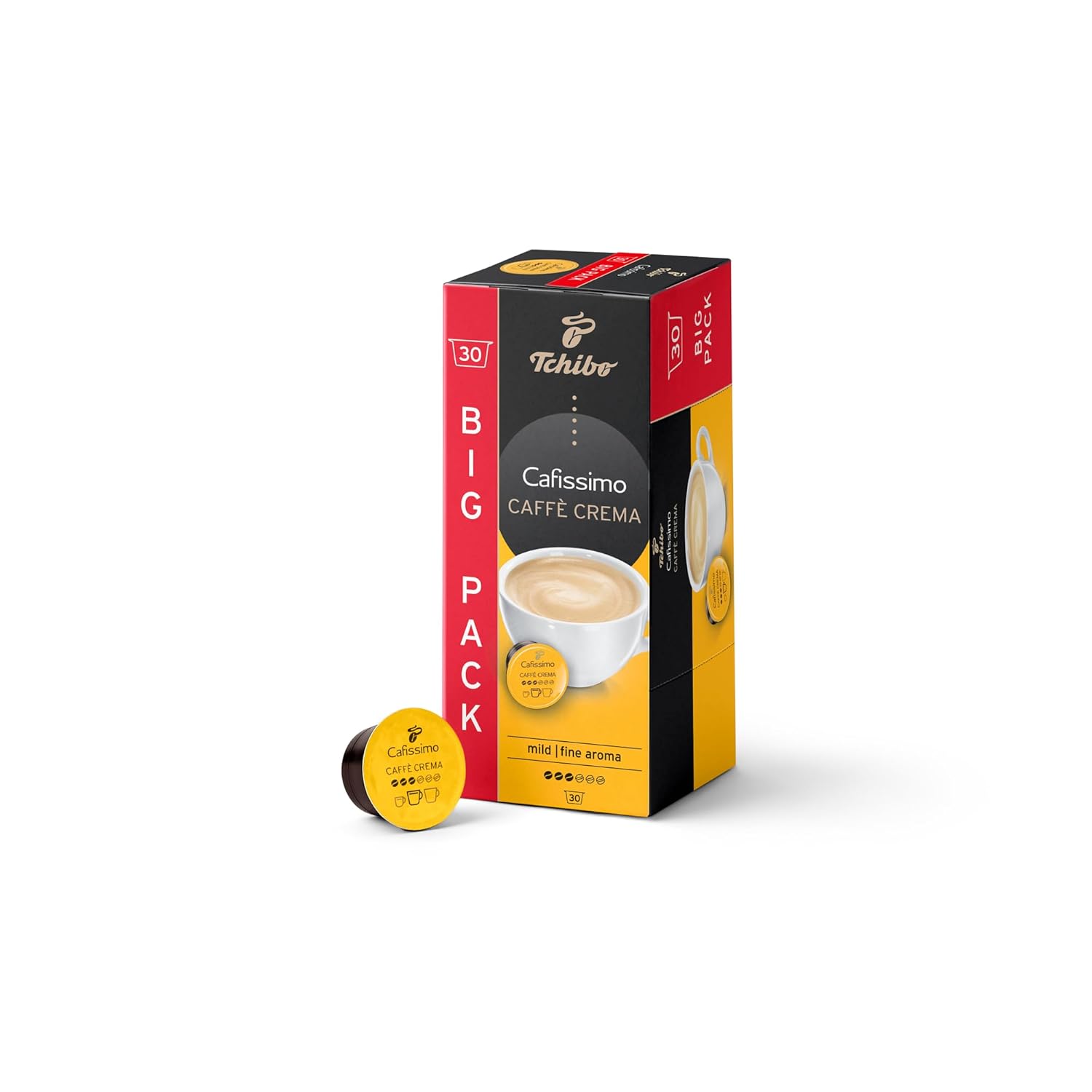 Tchibo Cafissimo Storage Box Caffè Crema Mild Coffee Capsules, Pack of 30 (Coffee, Mild with Gentle Aroma), Sustainable & Fair Trade