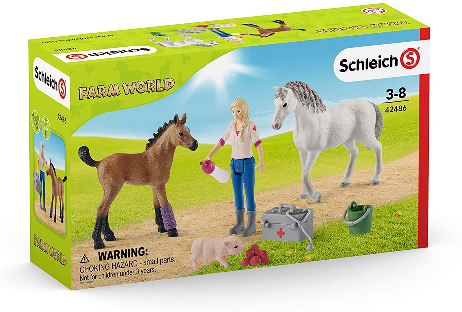 Schleich GmbH Schleich 42486 Farm World Playset - Veterinarian Visiting Mare And Foal, To