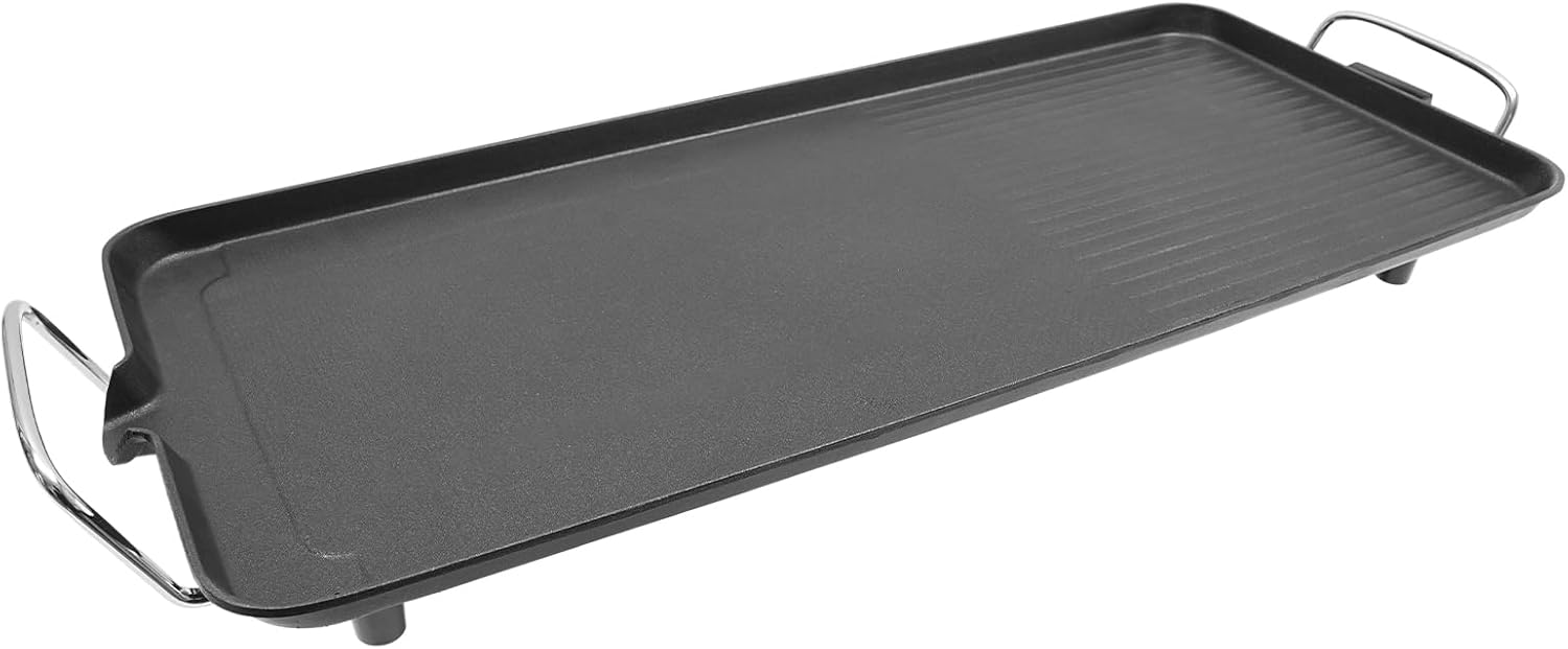 jiumxliu Teppanyaki Electric Grill 68 x 28 cm Table Grill 1500 W Black Grill Plate with Non-Stick Coating Temperature Adjustable for Outdoor Camping and Parties