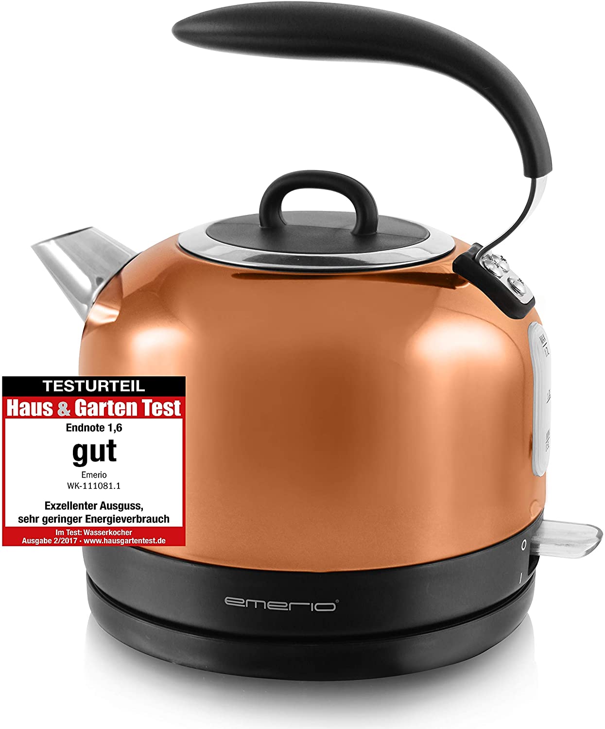 Emerio Kettle, 1.7 L, stainless steel, copper, 2200 W