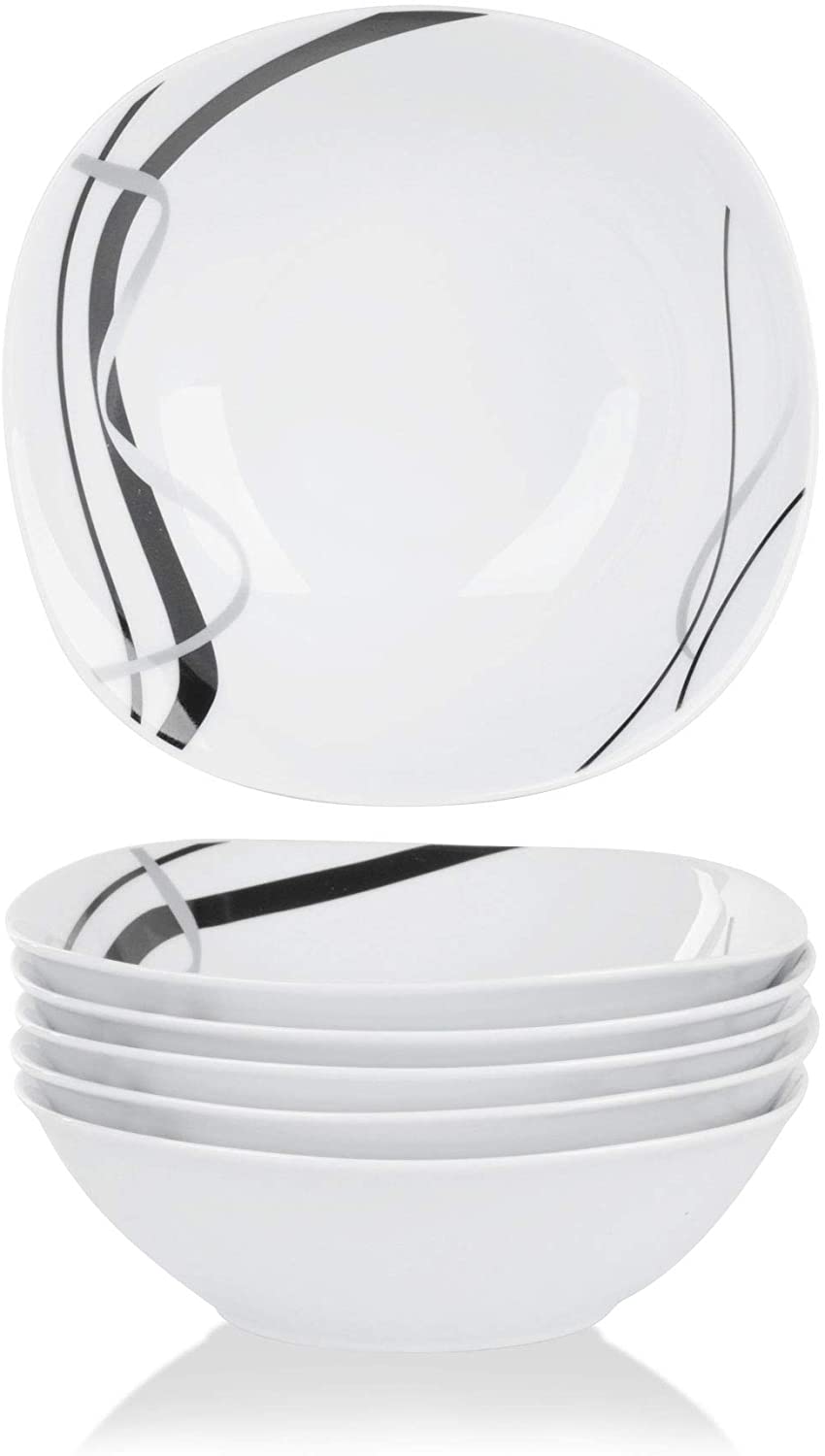 VEWEET Porzellan Müslischalen \'Fiona\' 6-teilig Set | Füllmenge 440 ml, Durchmesser 17 cm | Ergänzung zum Tafelservice \'Fiona\' | Vielseitig Einsetzbar