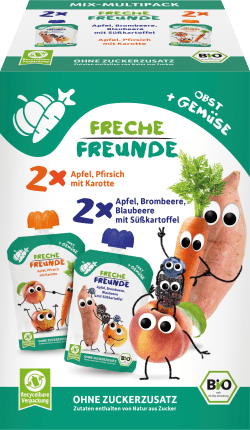 FRECHE FREUNDE FRECHE FRIENDE Squeeze fruit & vegetables from 6 months, (4x100 g), 400 g