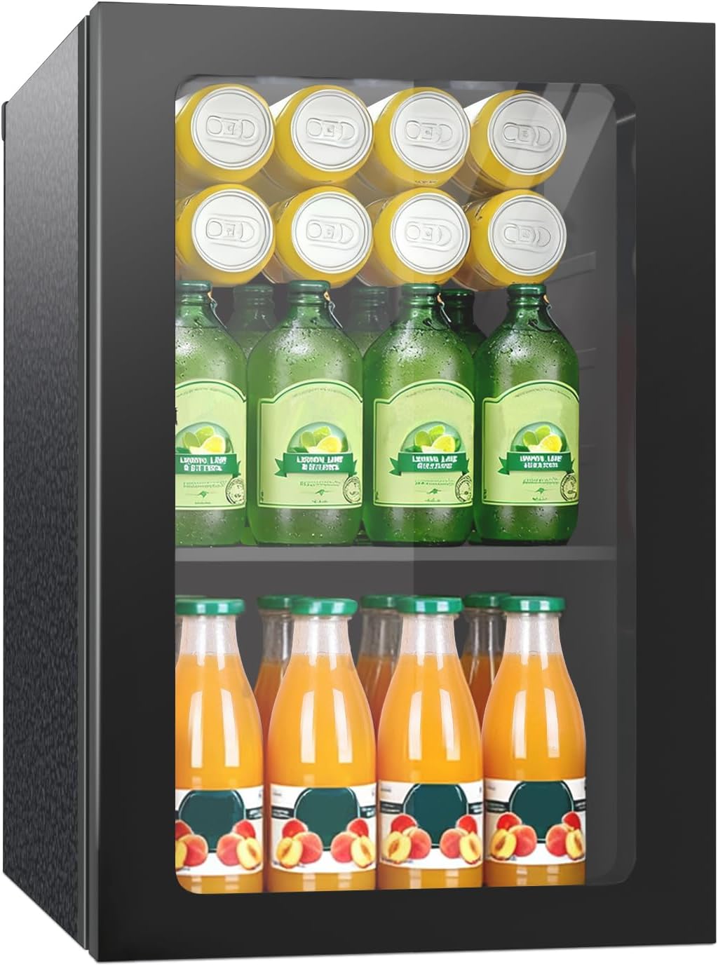 DollarDash Beverage Refrigerator, 24 Cans/20 Liter Mini Fridge with Glass Door for Soda, Beer or Wine, Countertop Refrigerator with Adjustable Removable Shelves