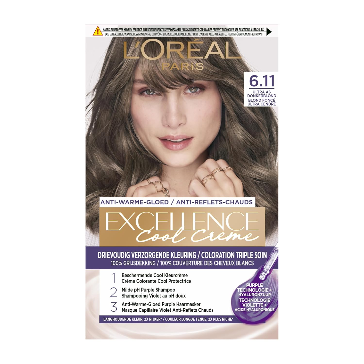 L\'Oréal Paris - L\'Oréal Paris Excellence Cool Cream 6.11 Ultra Ash Dark Blonde Hair Color - 1 Piece