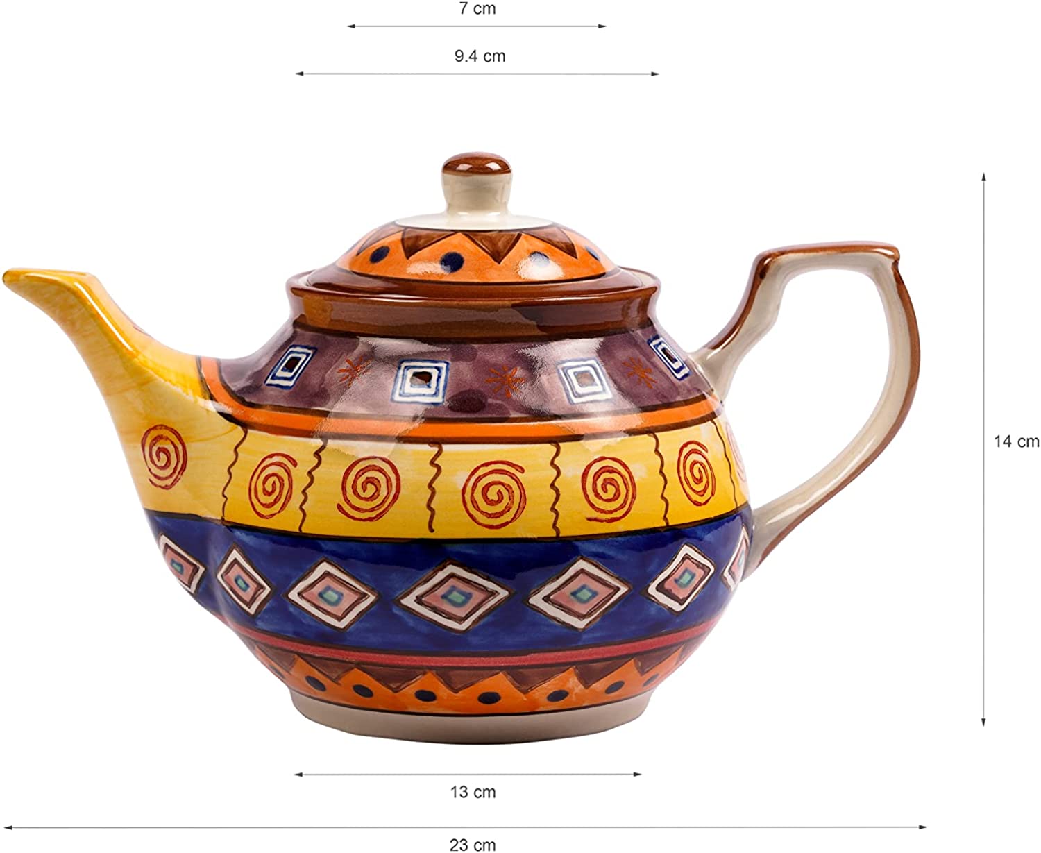 Gall&Zick Teapot Ceramic Hand-Painted Colourful (Indian)