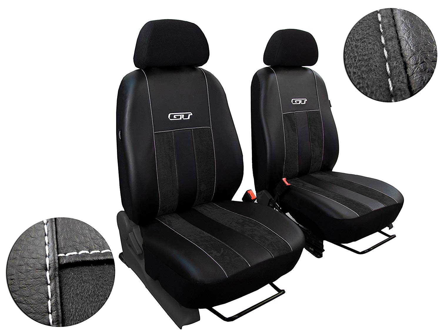 Pokter POK-TER-TUNING Transit Custom Alcantra GT Front Seat Covers / Bus Covers in Faux Leather in this listing BLACK (3 colours available on other listing)