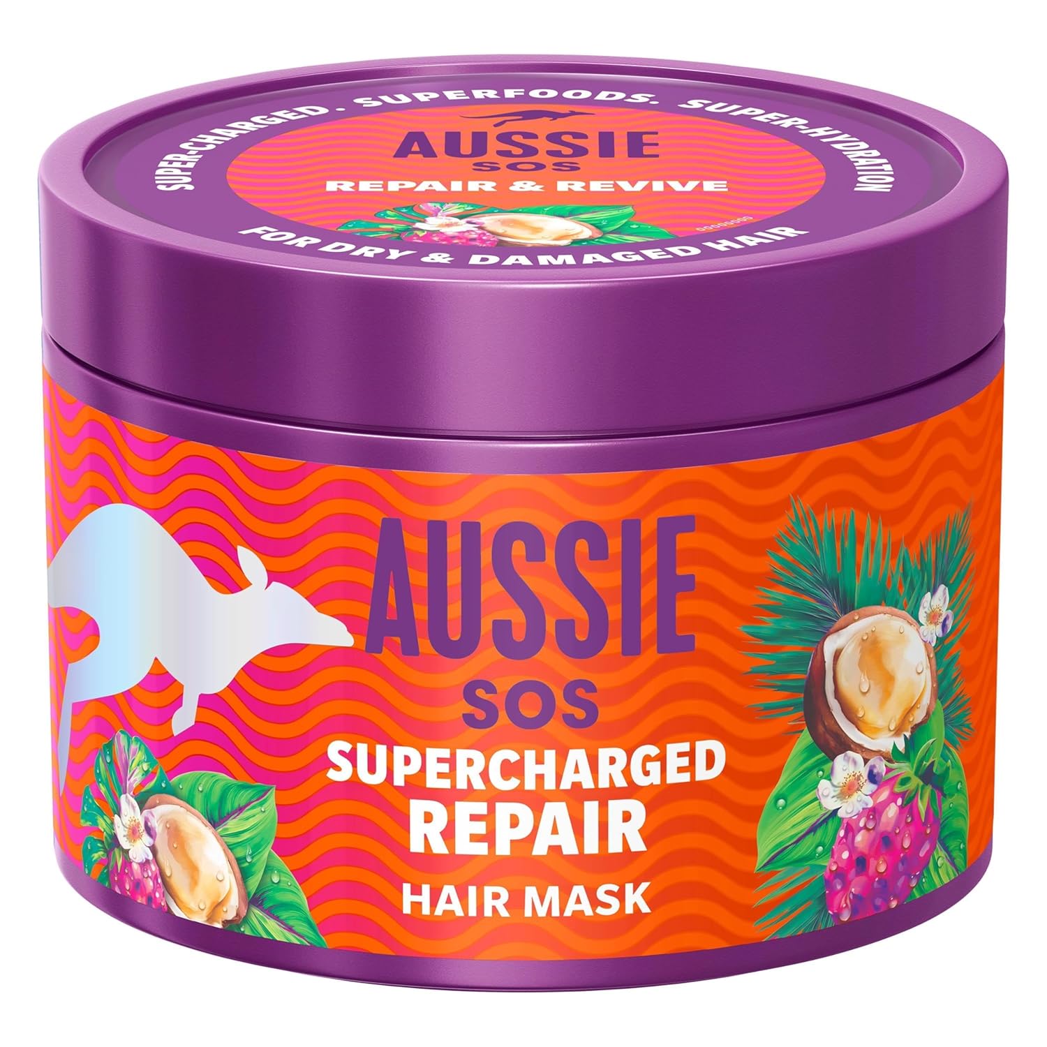 Aussie SOS Supercharged Repair Hair Mask 500 ml for Dry and Damaged Hair, Helps Repair and Protection Against Damage, Leaves Hair Soft, Smooth and Hydrated for 100 Hours