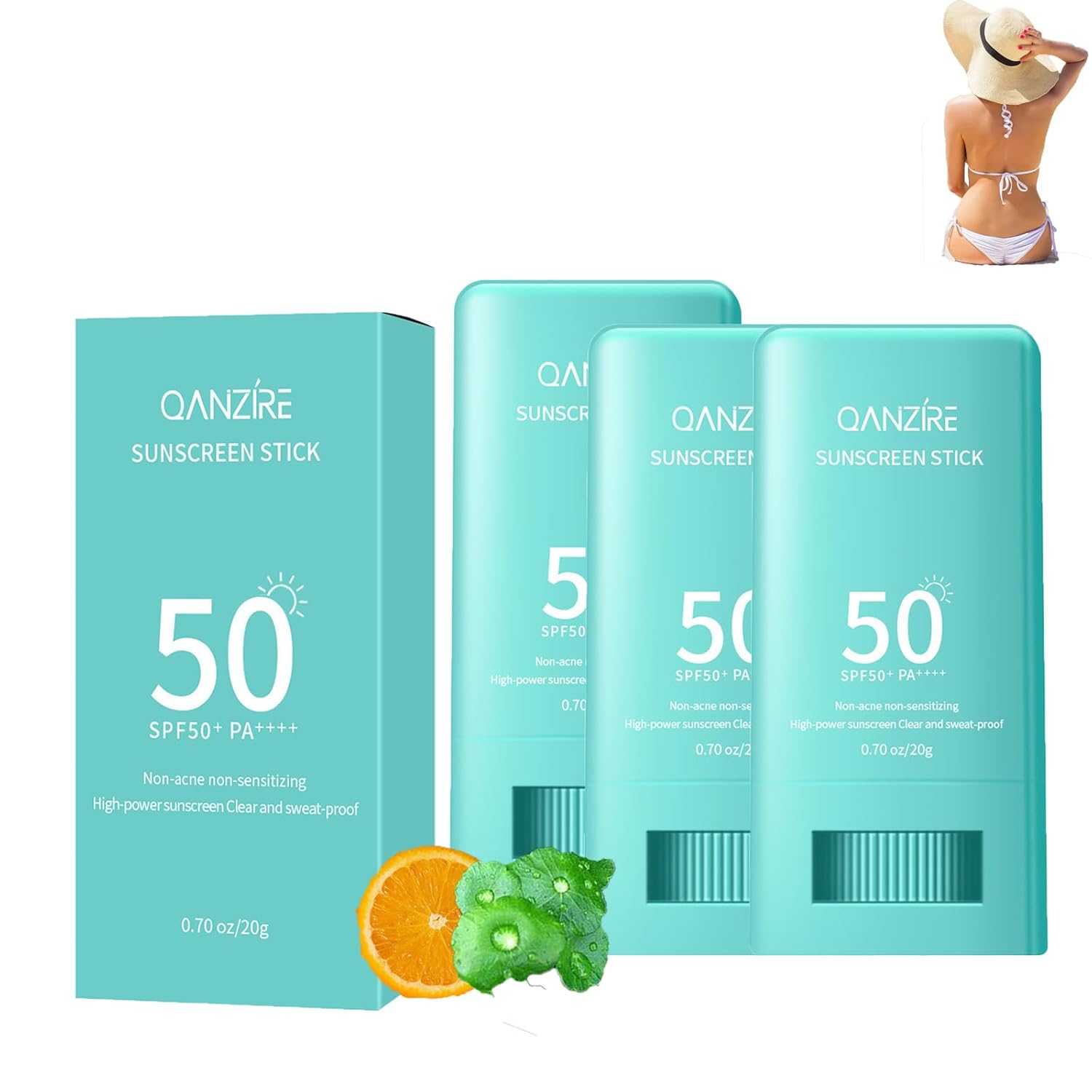 Generic Super Active Airy Sun Stick SPF 50+ PA+++, Sun Project Silky Calming Sun Stick 20g, Waterproof, Strong UV Protection at All Times, Easy to Apply, Sun Stick Face (Pack of 3)