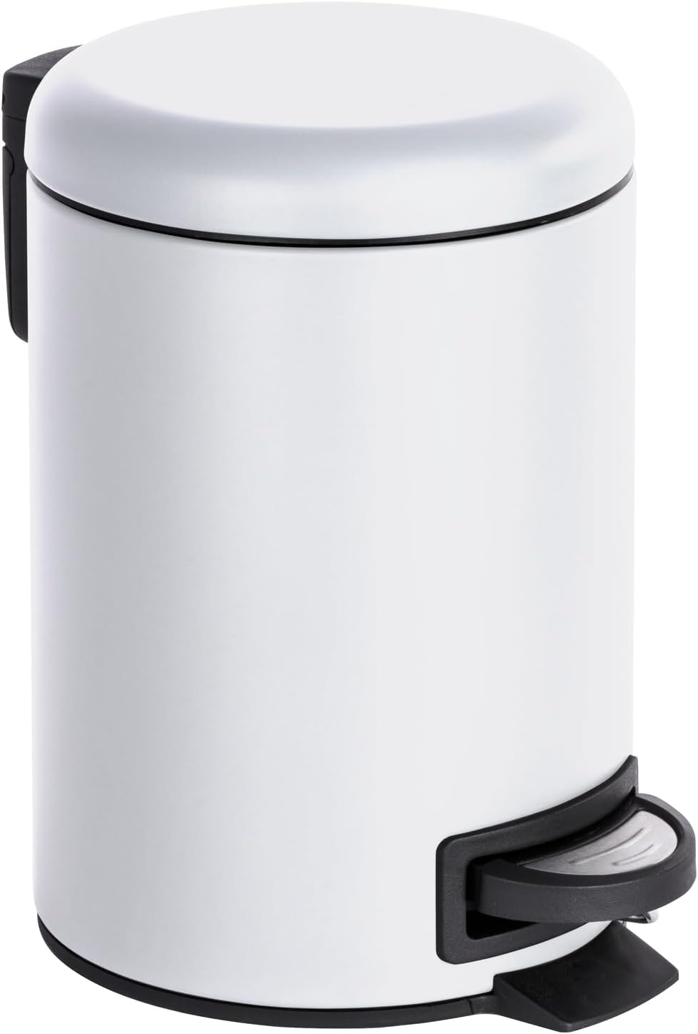 WENKO cosmetics pedal bin Leman, 3 liter, bathroom trash can, small trash can with removable insert, made of painted steel, 17 x 25 x 22.5 cm, matt white