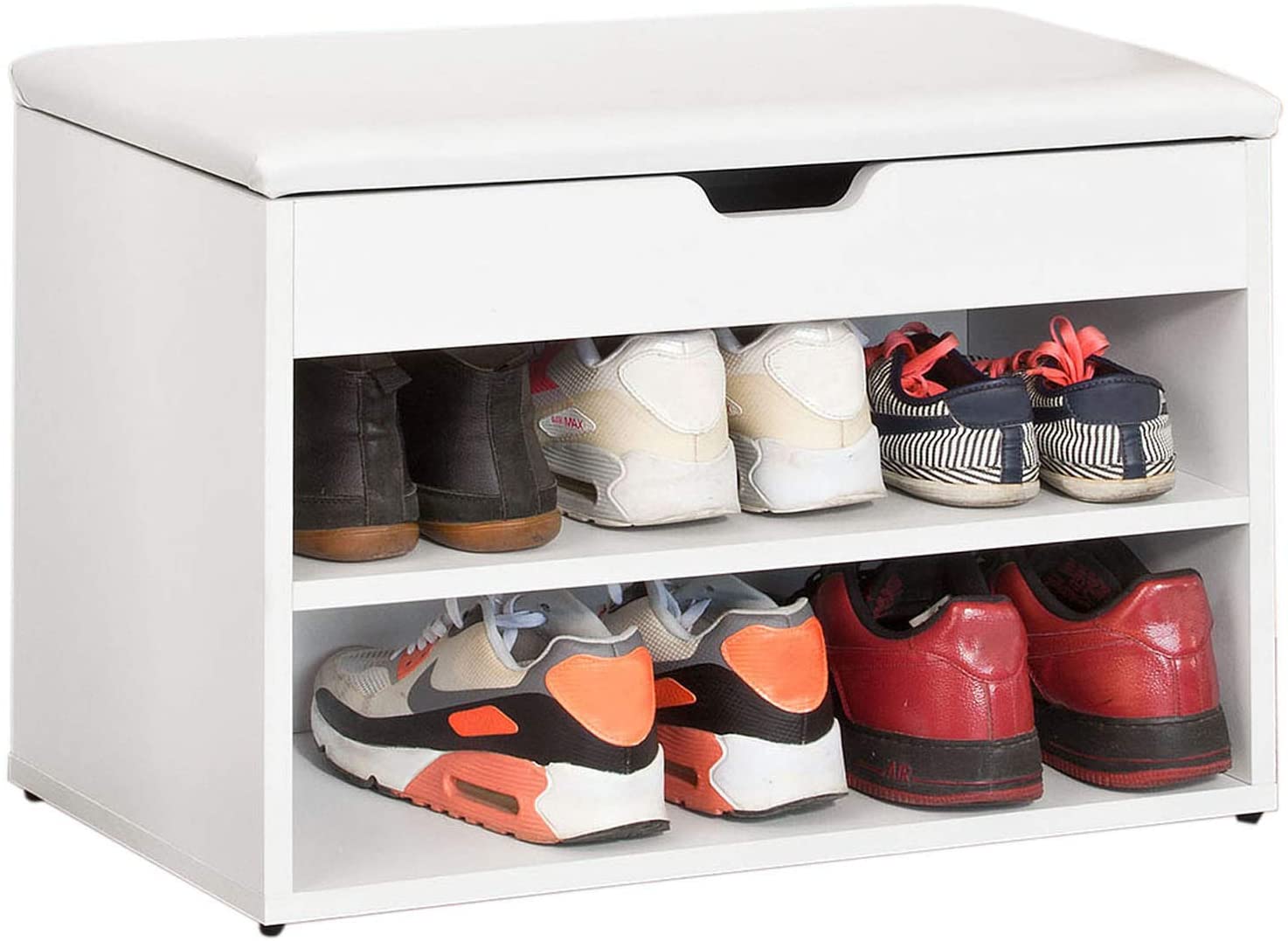SoBuy FSR25-HG Shoe Rack with Seat Seat Bench Shoe Rack Shoe Chest White WHD approx.: 60 x 43 x 30 cm.