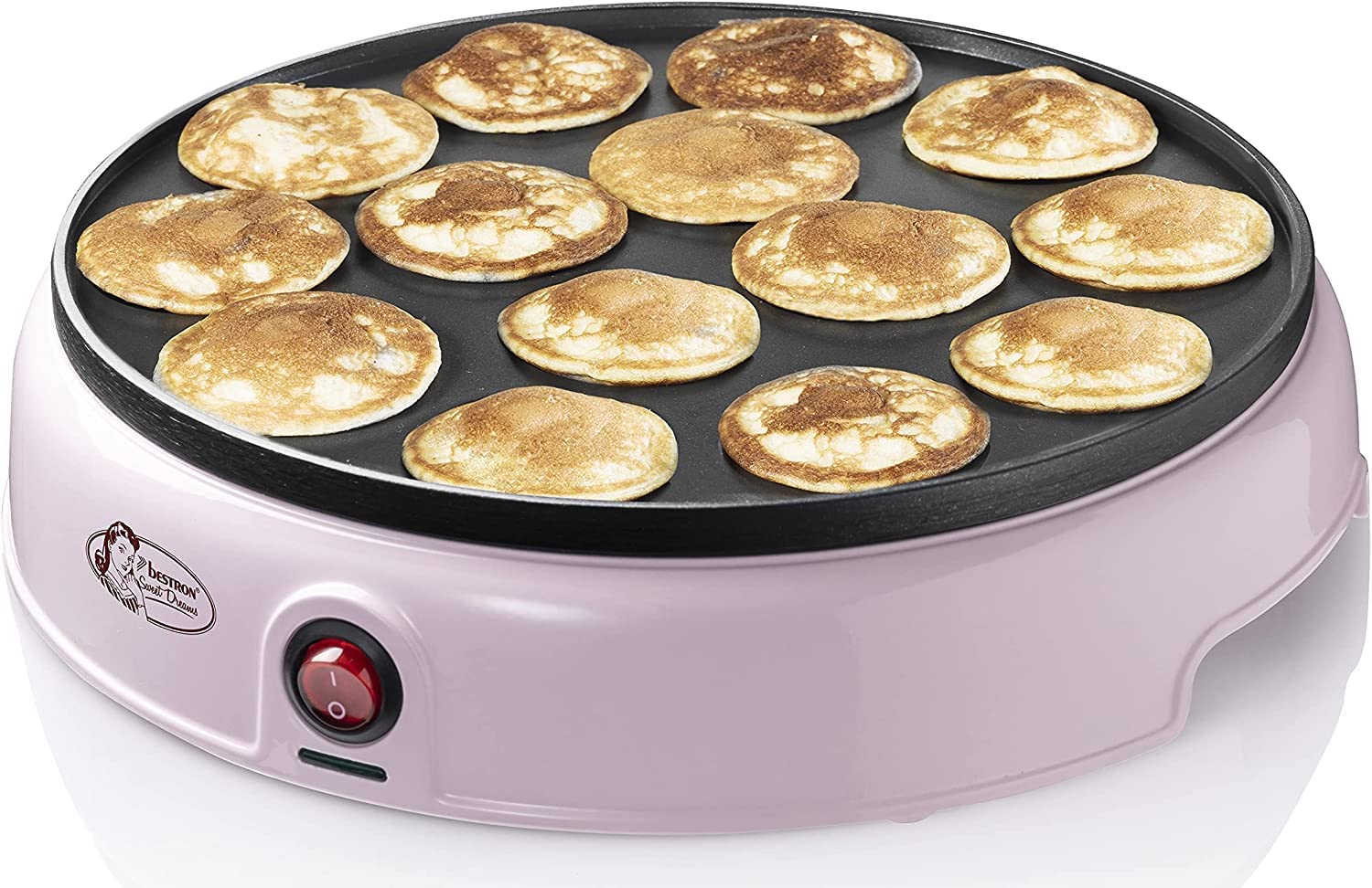 Bestron Poffertjes Maker in Retro Design and Dough Scoop with Scale for 700 ml