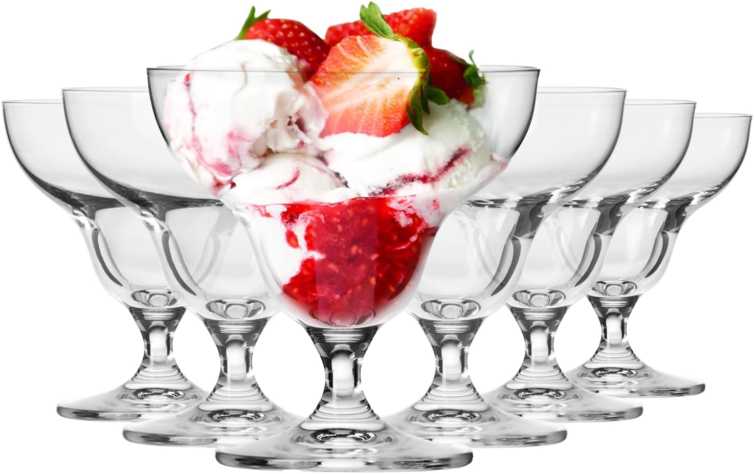 Krosno - Dessert Glasses Glass Ice Cream Sundae Set of 6, 340 ml, Avant-Garde Collection - Dessert Bowl Large Dessert Bowls Ice Bowls Glass with Base - Dishwasher Safe | Lead Free Crystal Glass