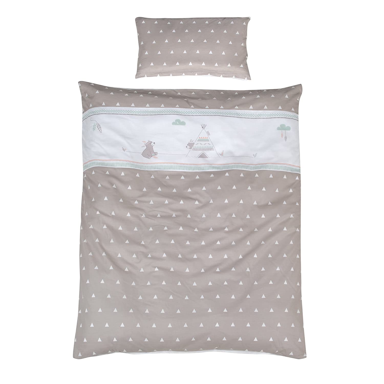Roba Bed Linen Cotton Print, beige, 100x135 cm (40x60 cm)
