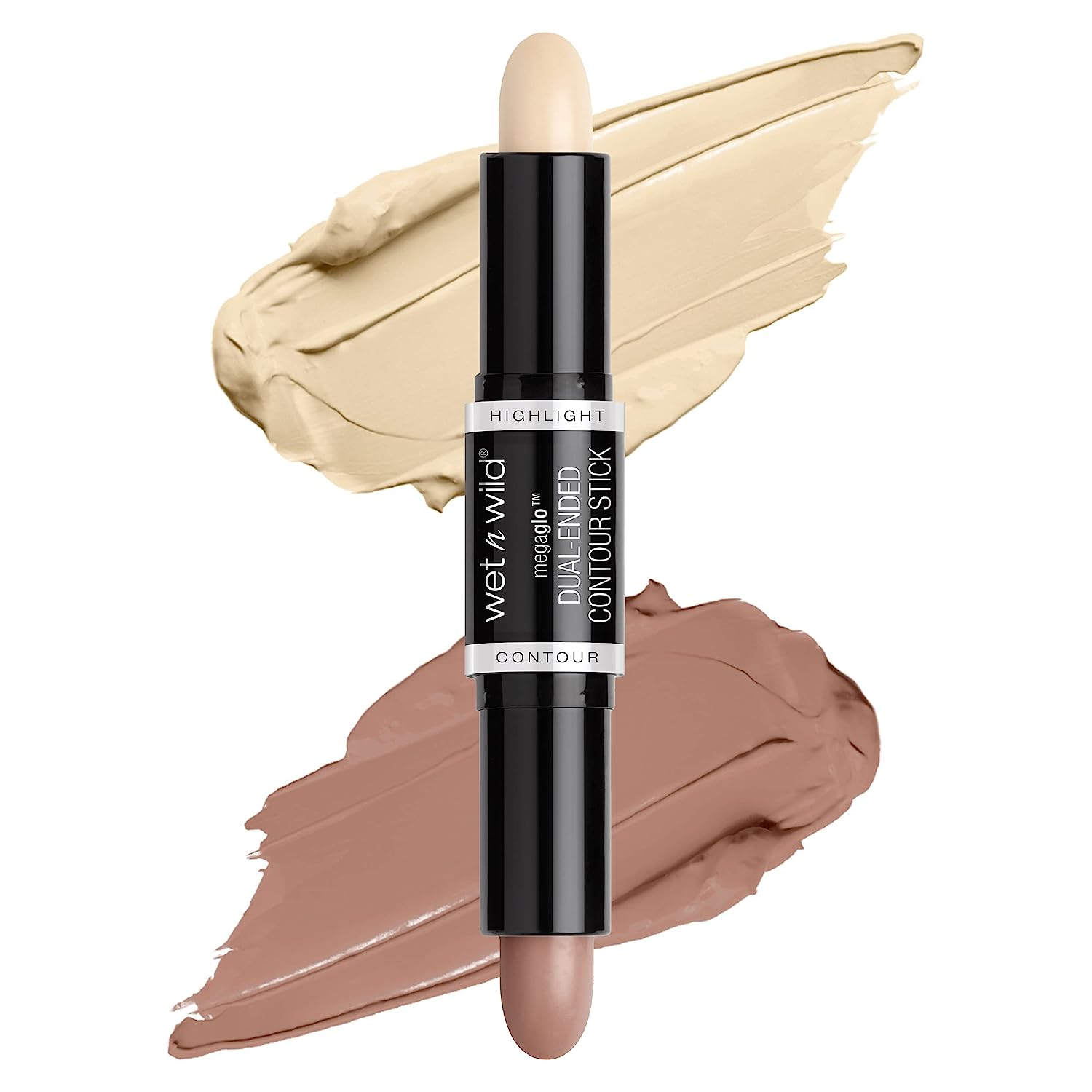 wet n wild Wet \ 'n \' Wild, Megaglo Dual-Ended Contouring Stick, 2-in-1 Contouring stick with eyeshadow and highlighter for contouring, slightly mixing, for a defined and shaped look, light/medium