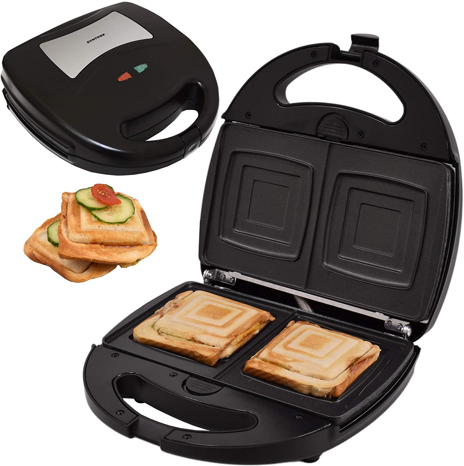 Syntrox Germany Sandwich Maker Sandwich Square SM-1300W with Removable Baki