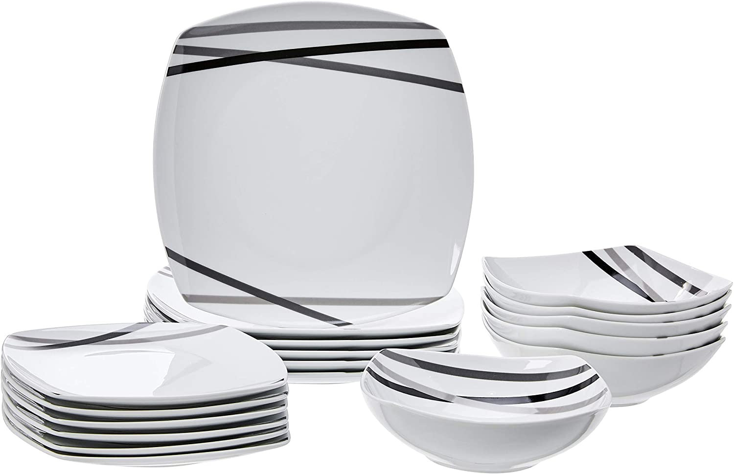 AmazonBasics basics 18-Piece Dinner Set For 6 People