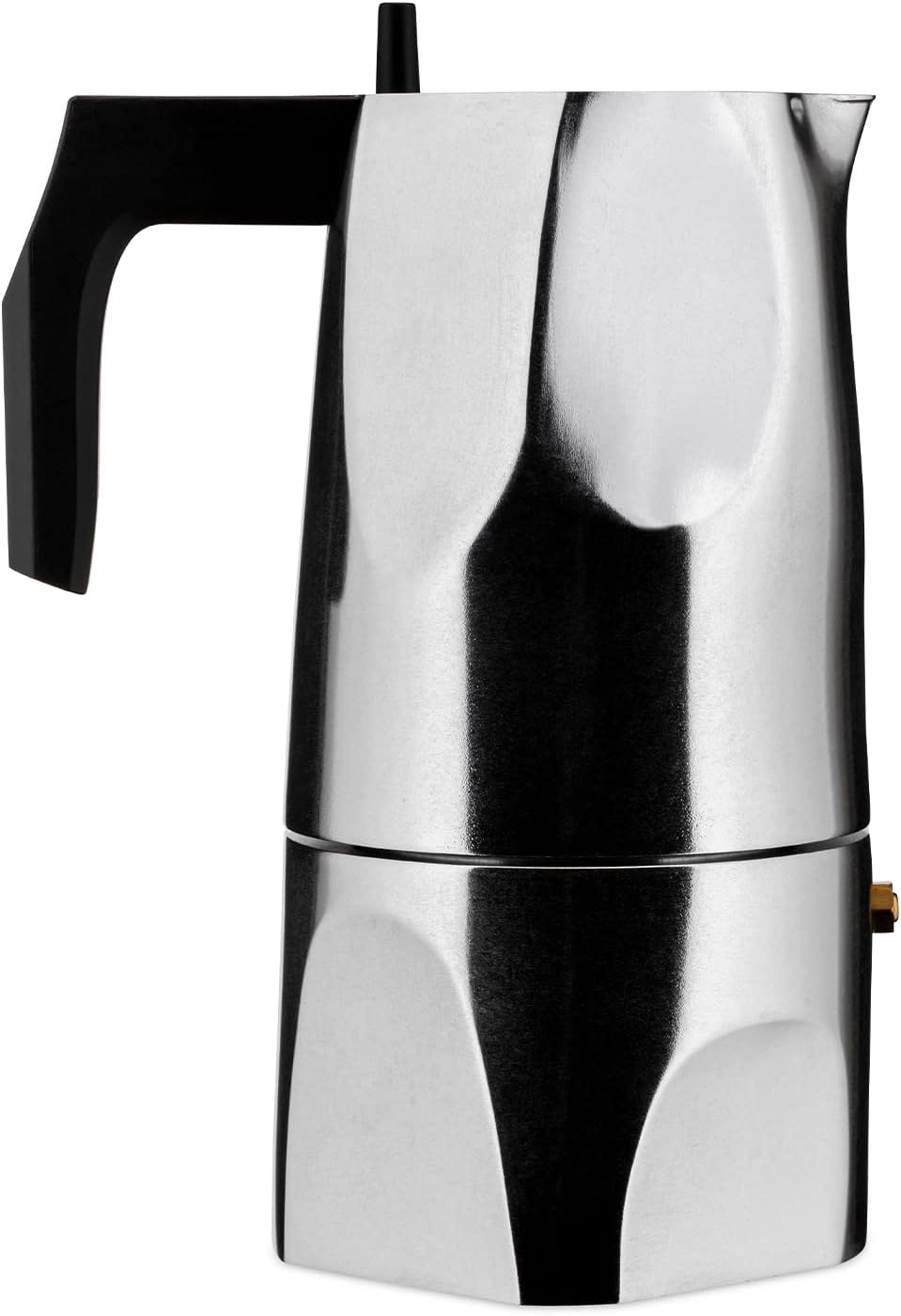 Alessi Store Alessi 6-Cup Ossidiana Espresso Coffee Maker in Aluminium Casting Handle with Knob in Thermo Plastic ResinBlack