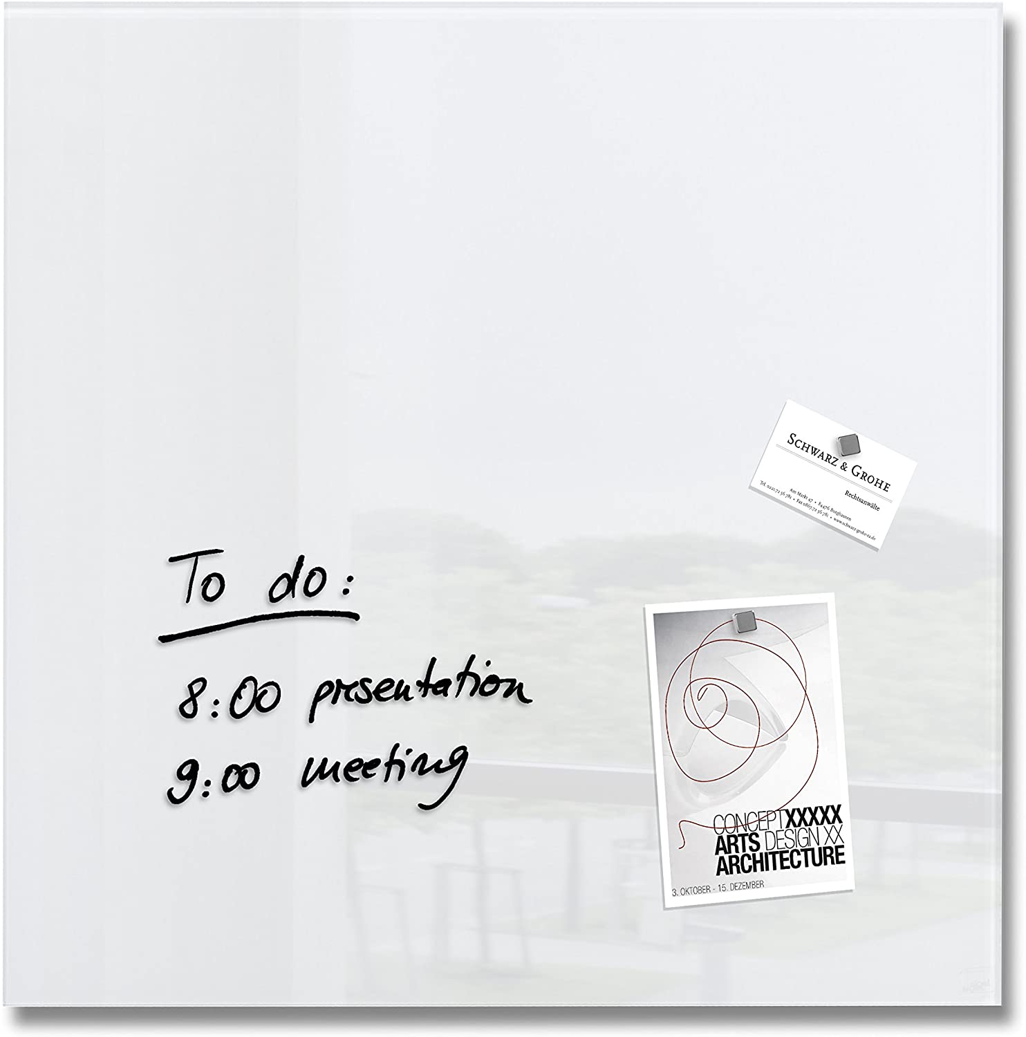 Sigel Gl111 48 x 48cm Magnetic Glass Board/Magnetic Pinboard Artverum, Whit