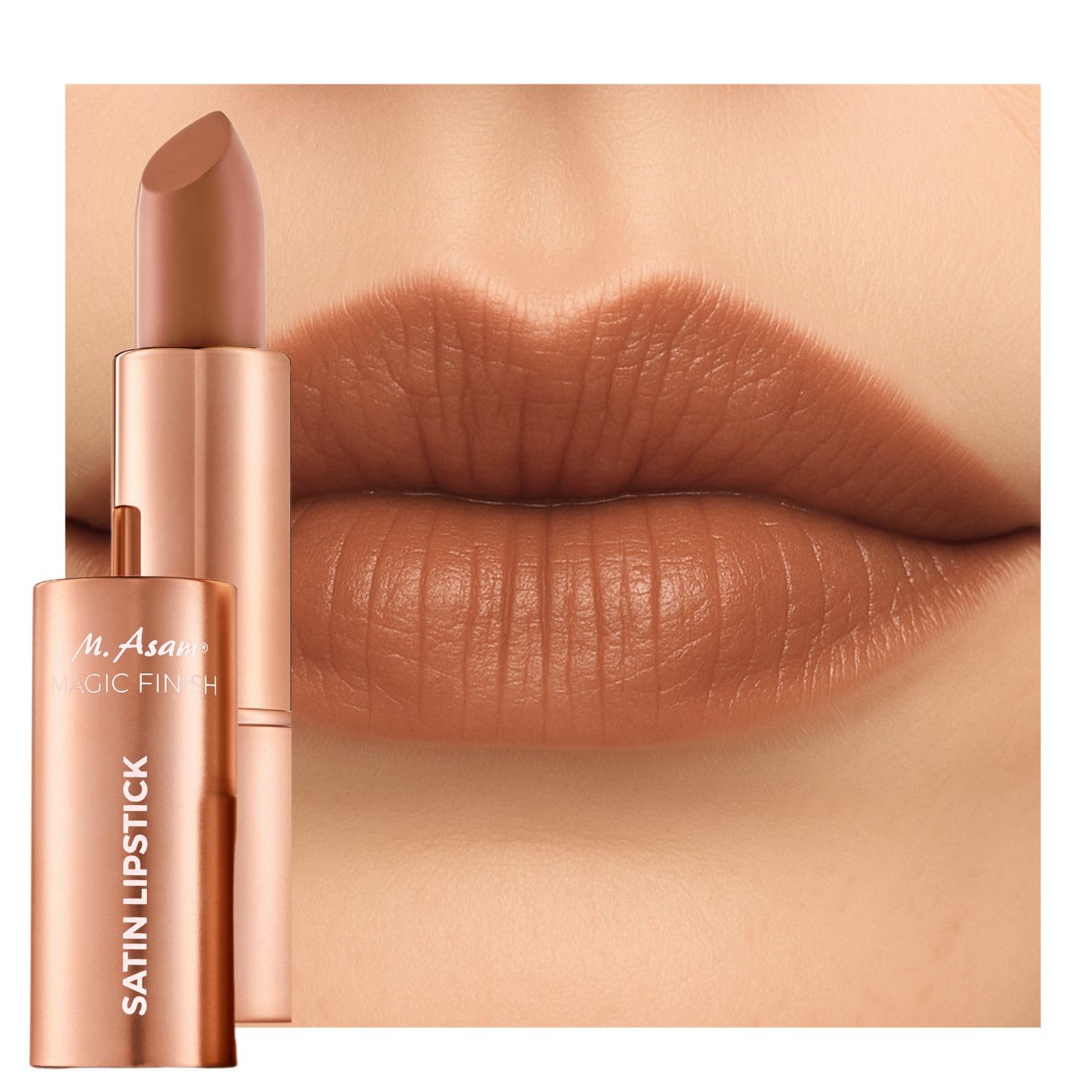 M. Asam Magic Finish Satin Hazelnut-Heaven Lipstick (4g) - Beautiful Lips in Creamy Nutty Nude Tone 4-in-1: Volume Peptide, Lip Balm, Moisture & Durability, Enhanced Lip Volume